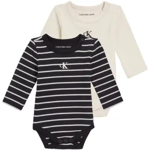 Calvin Klein Rib Stripe Ls Body Set Black Stripe / White Cap Gray Grandiose Ethereal