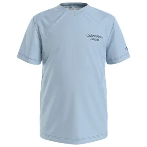 Calvin Klein Stack Logo V-Neck T-Shirt Keepsake Blue Superior Gem