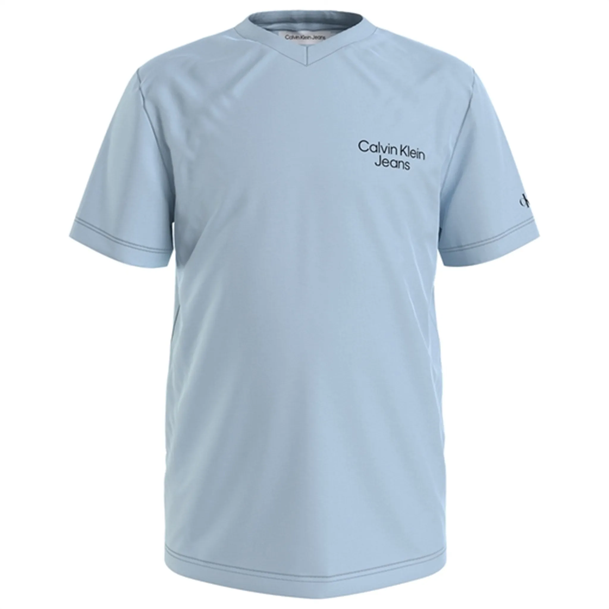 Calvin Klein Stack Logo V-Neck T-Shirt Keepsake Blue Superior Gem