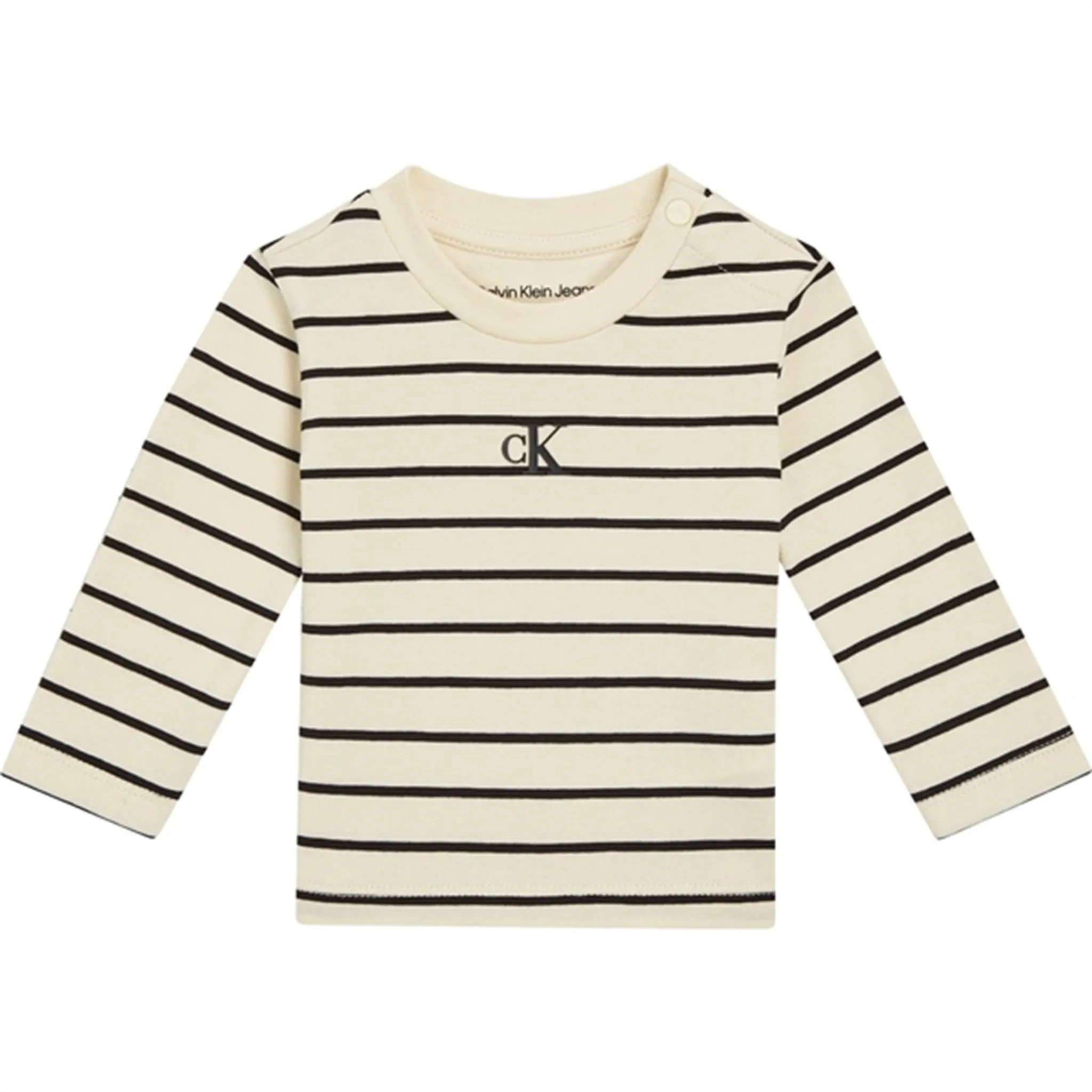 Desirable Calvin Klein Striped Ls T-Shirt Black/ Vanilla Stripe Unique