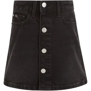 Calvin Klein Washed Black Denim Button Skirt Washed Black Treasure Pristine