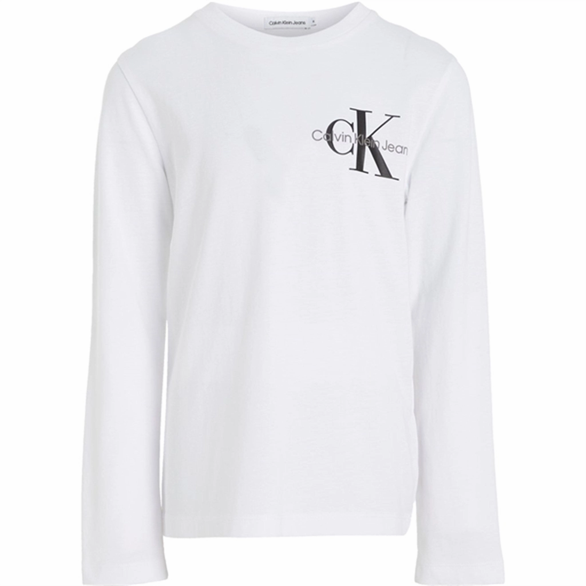 Calvin Klein Chest Monogram Ls Blouse Bright White Admired Leadership