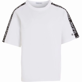 Calvin Klein Ckj Tape Ss T-shirt Bright White Sophisticated Style