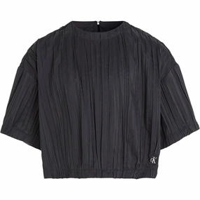 Calvin Klein Festive Plisse T-Shirt Ck Black Luxury Sustainable