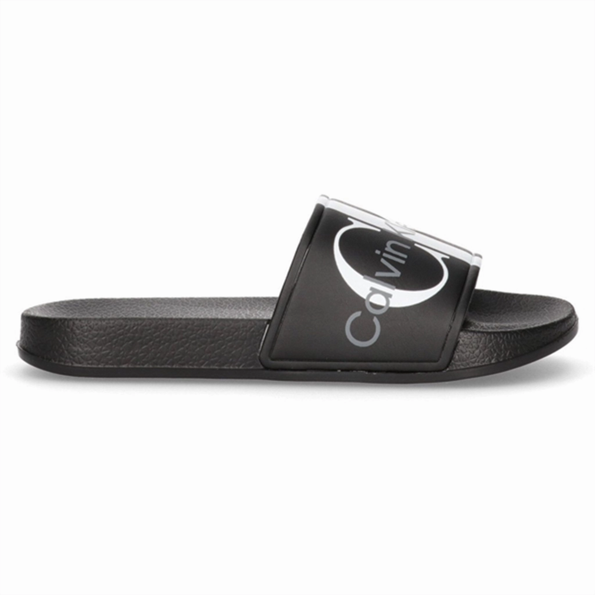 Calvin Klein Logo Pool Slide Black Leather shoes