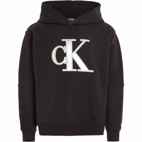 Calvin Klein Metallic Satin Monogram Hoodie Ck Black Gem Lavish