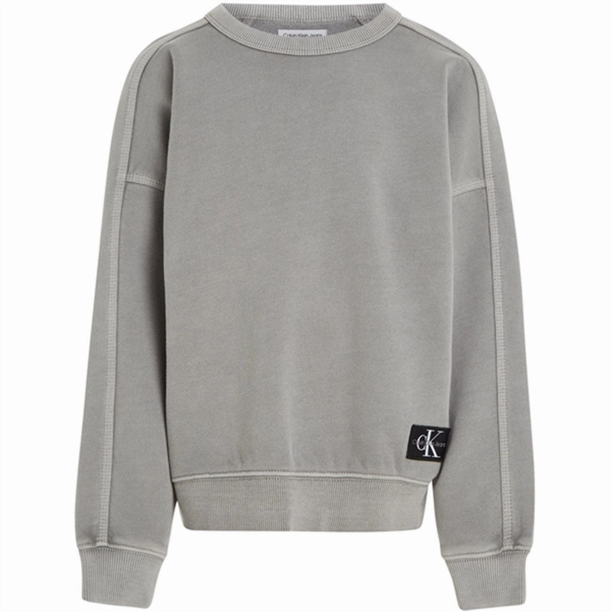 Calvin Klein Mineral Dye Cutseam Badge Cn Sweatshirt Ck Black Upscale Classic