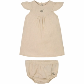 Calvin Klein Oyster Gray Soft Linen Dress Sought-after Retro