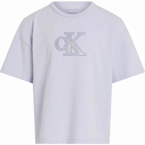 Calvin Klein Purple Heather Metallic Ck T-Shirt Iconic Prestige