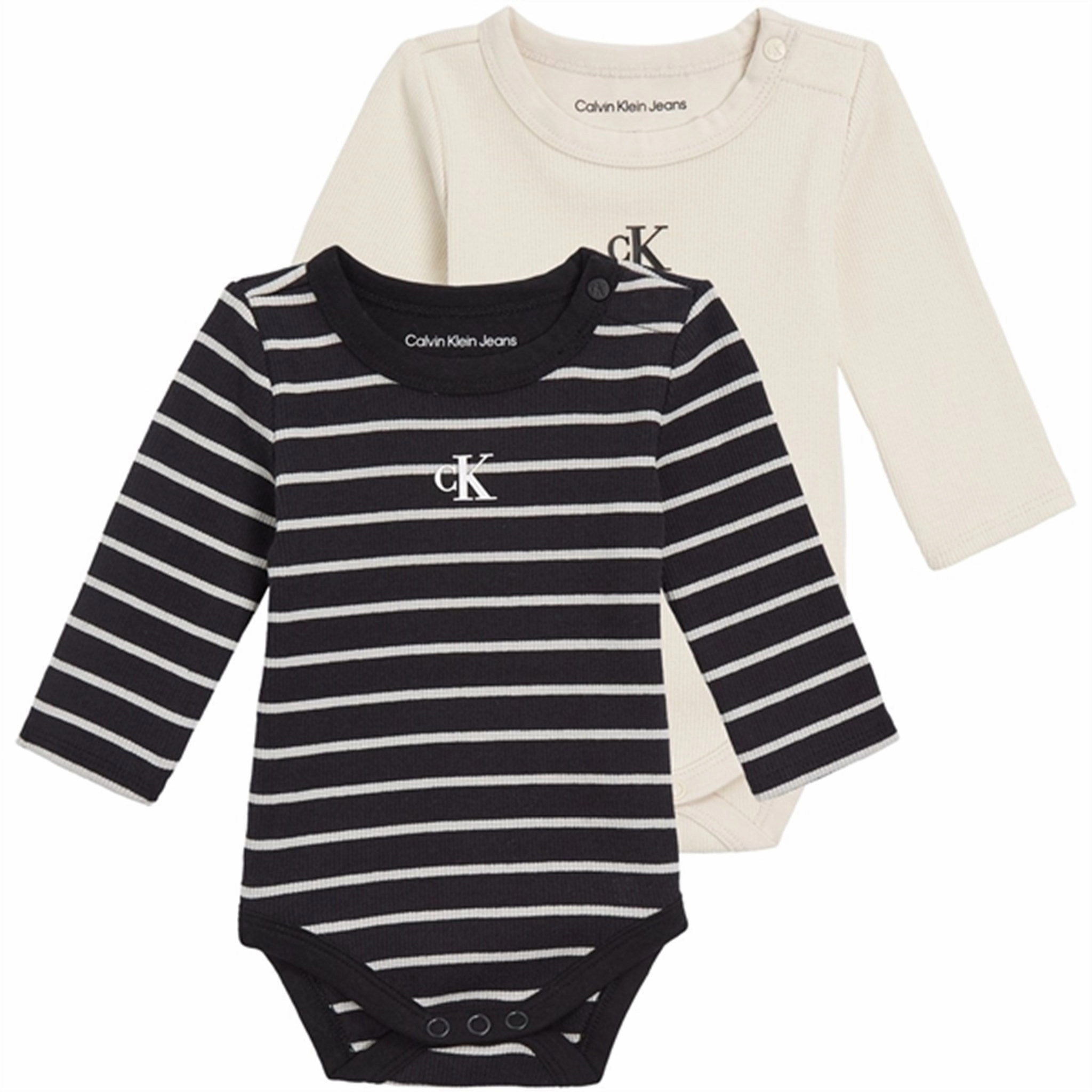 Calvin Klein Rib Stripe Ls Body Set Black Stripe / White Cap Gray Grandiose Ethereal