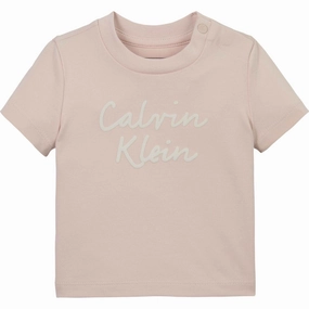 Calvin Klein Silver Peony Colour Logo Ss T-Shirt Futuristic Classic