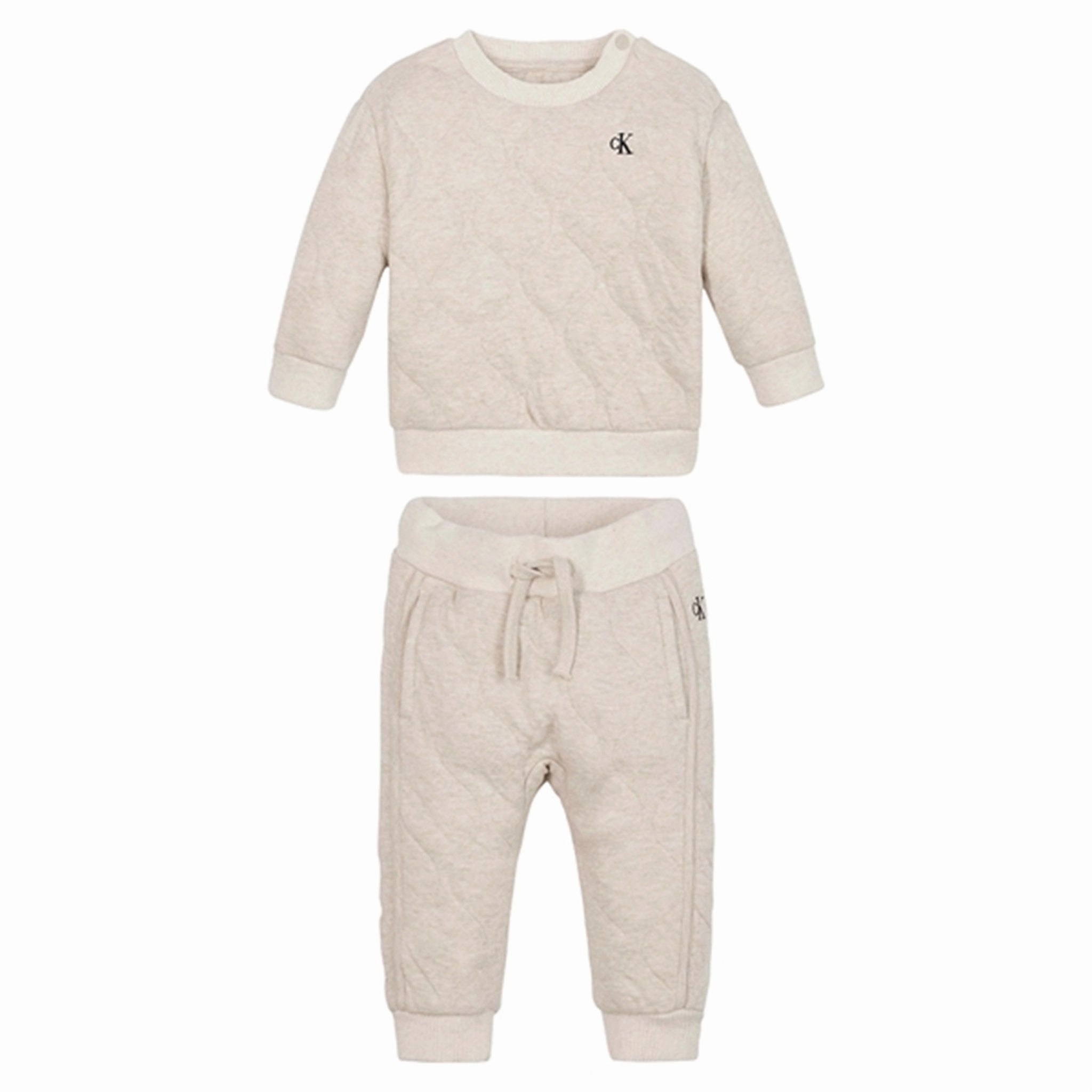 Calvin Klein Soft Quiltet Sweatsuit Beige Heather Sophisticated Alluring