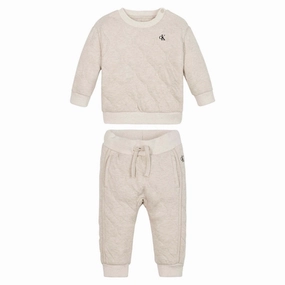 Calvin Klein Soft Quiltet Sweatsuit Beige Heather Sophisticated Alluring