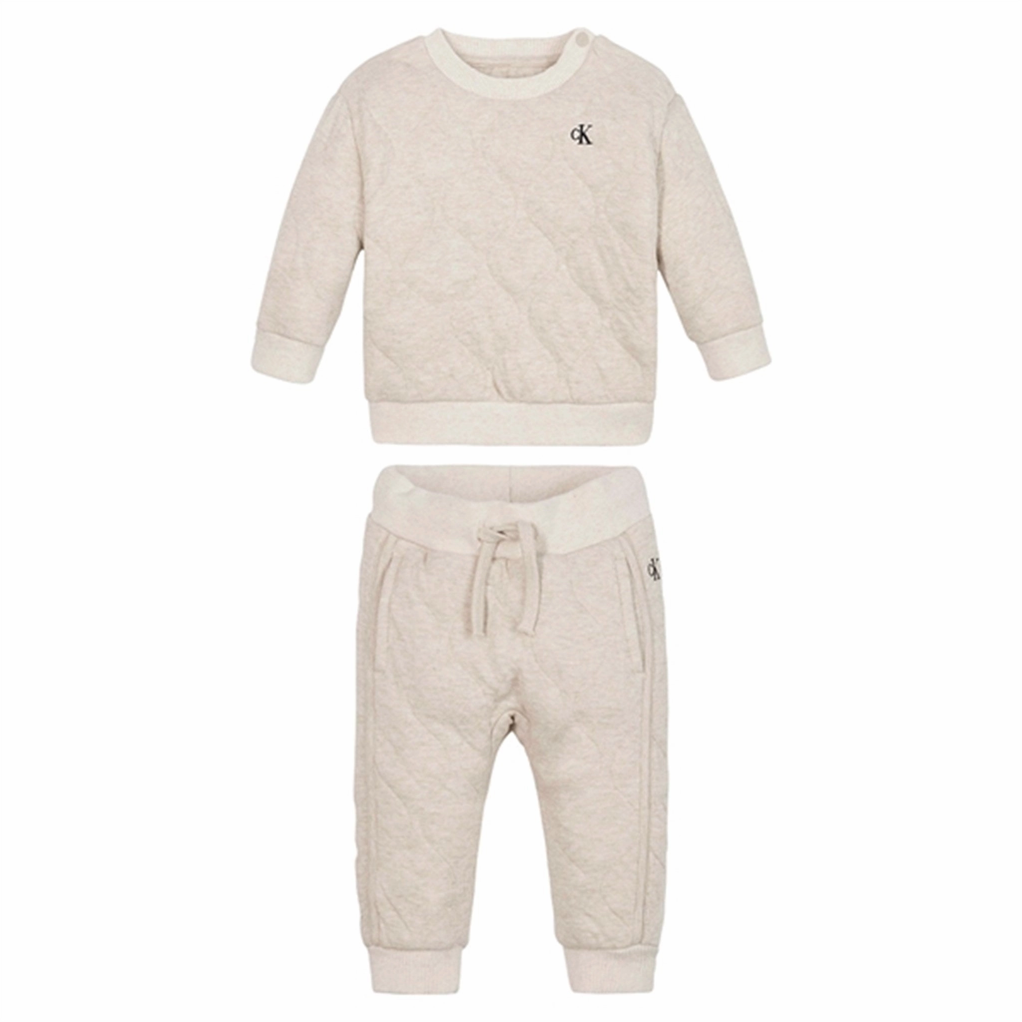 Calvin Klein Soft Quiltet Sweatsuit Beige Heather Timeless Unique