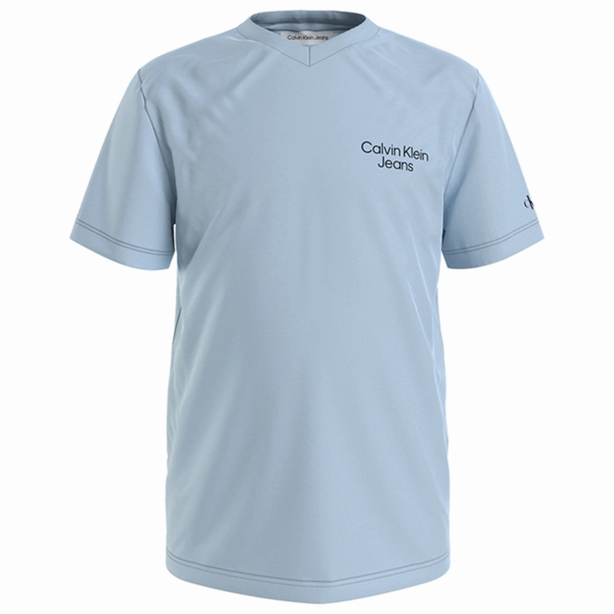 Calvin Klein Stack Logo V-Neck T-Shirt Keepsake Blue Superior Gem