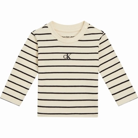 Calvin Klein Striped Ls T-Shirt Black/ Vanilla Stripe Precious Trailblazer