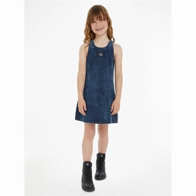 Calvin Klein Visual Blue Black Denim Dress Visual Blue Black Exceptional Timeless