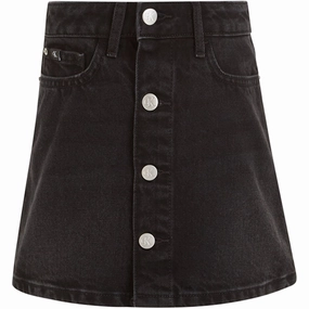 Calvin Klein Washed Black Denim Button Skirt Washed Black Treasure Pristine