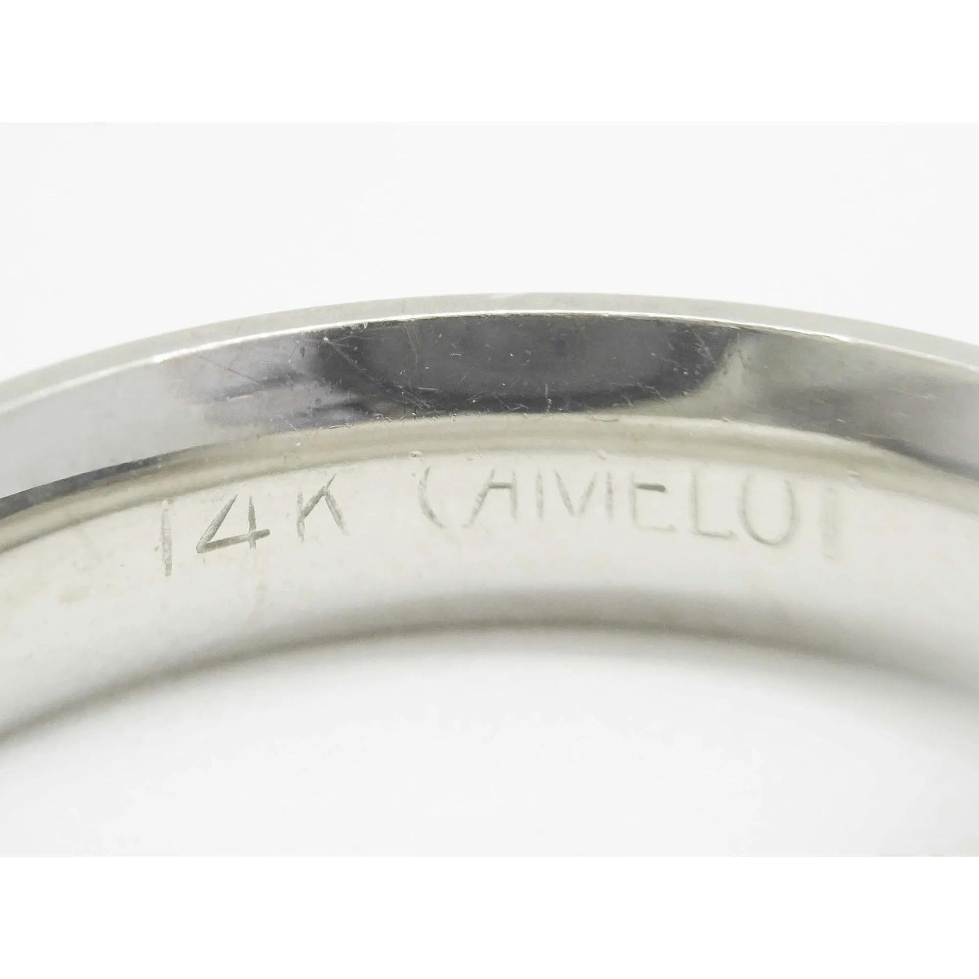 Camelot 4mm Wide Milgrain Edge Comfort Fit Wedding Band 14k White Gold Size 6