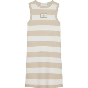 Captivating Calvin Klein Rib Dress Bright White/Classic Beige Leadership