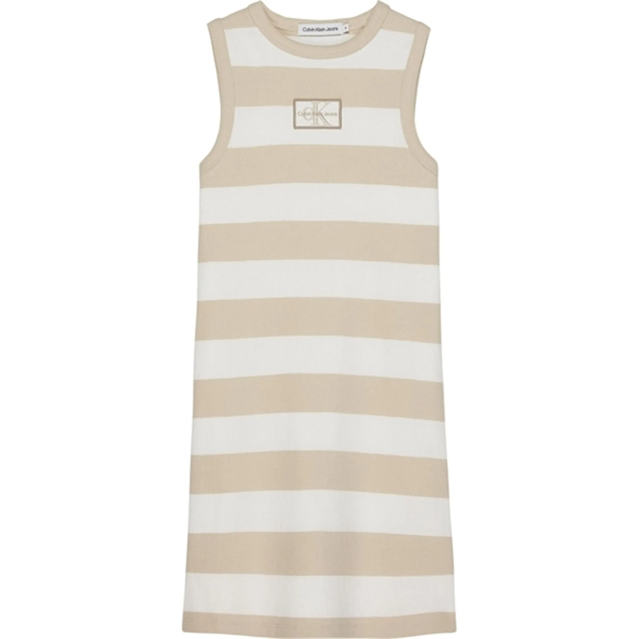 Calvin Klein Rib Dress Bright White/Classic Beige Dominance Rare