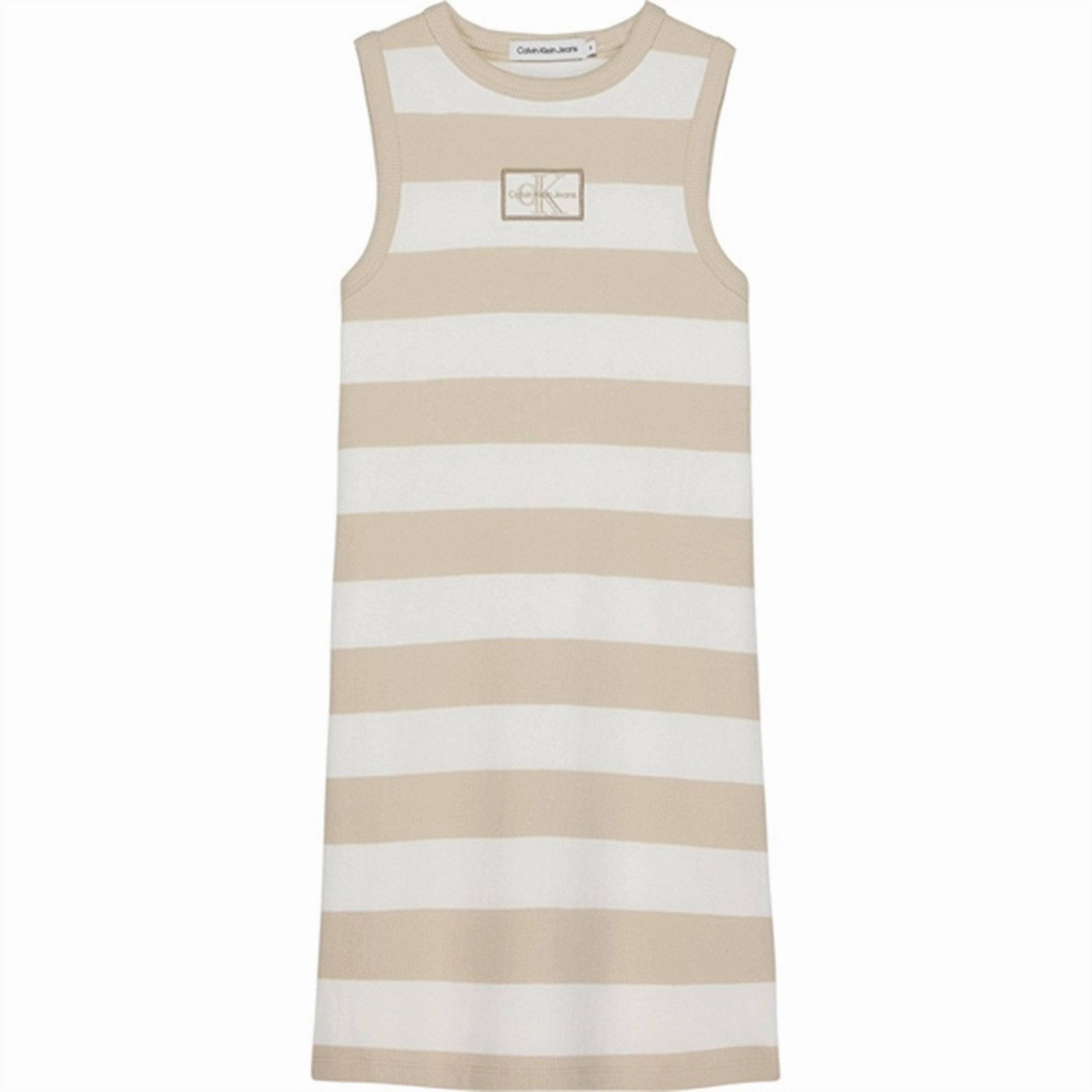 Captivating Calvin Klein Rib Dress Bright White/Classic Beige Leadership