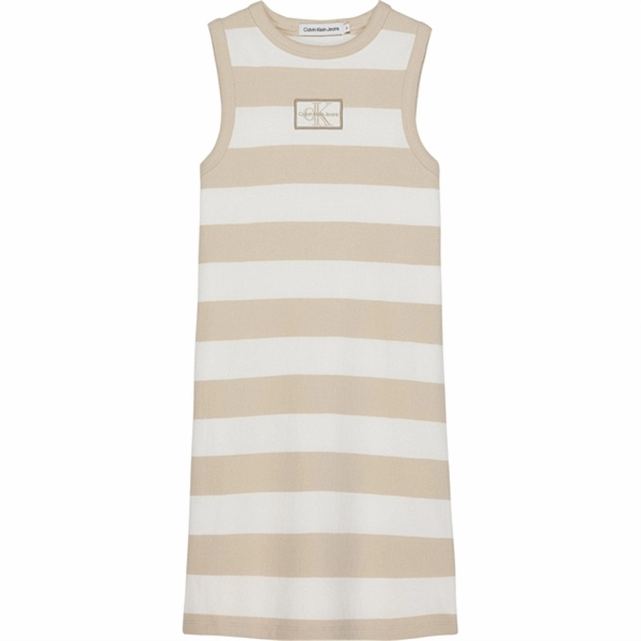 Calvin Klein Rib Dress Bright White/Classic Beige Dominance Rare