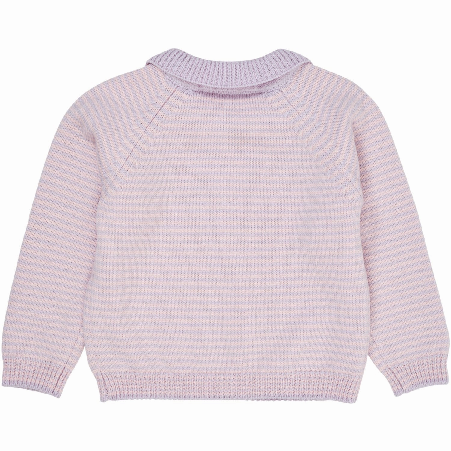 Captivating COPENHAGEN COLORS Lavender/Soft Pink Stripe Merino Striped Blouse W. Collar