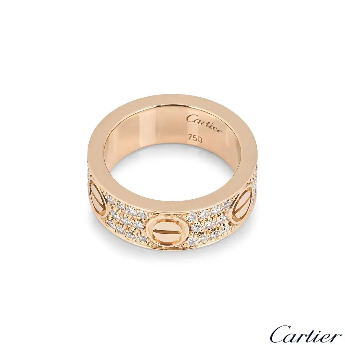 Cartier Rose Gold Pave Diamond Love Ring