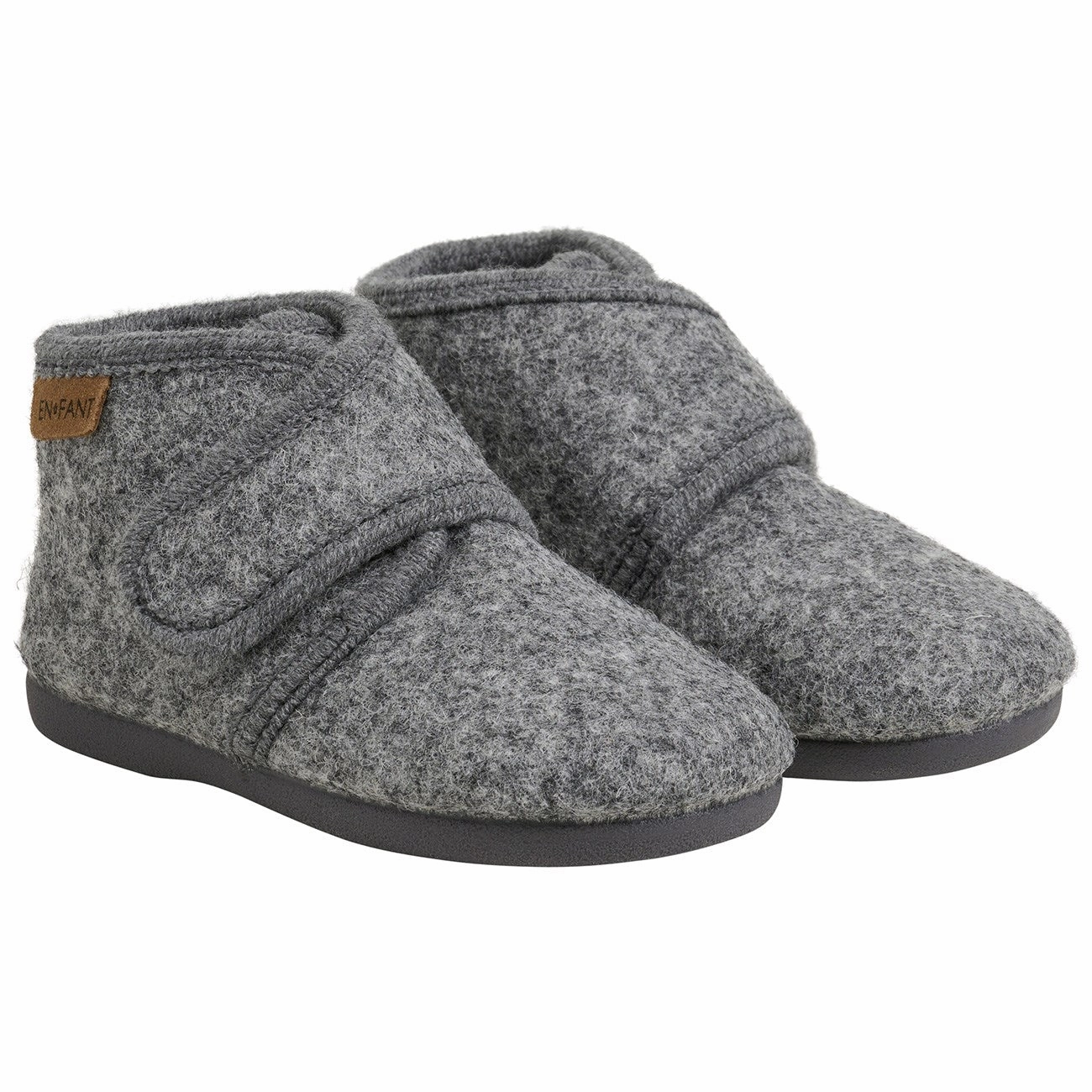 En Fant Dark Gray Melange Wool Booties Velcro Sleek Pioneer