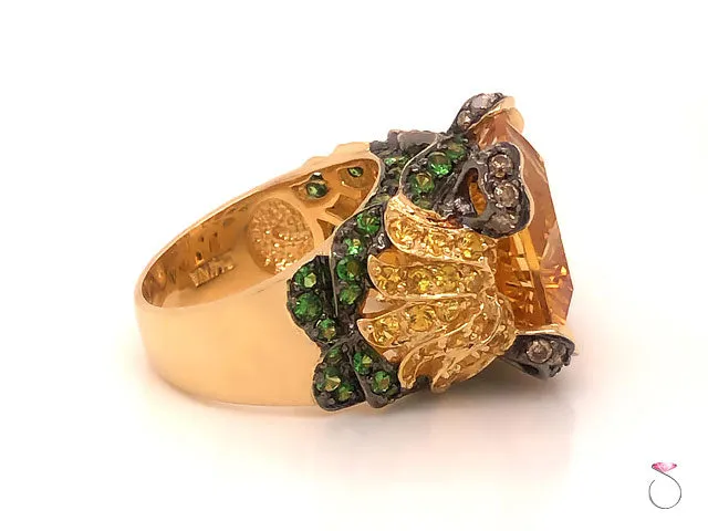 Citrine Gemstone Cocktail Ring in 14k Yellow Gold