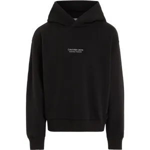 Classic Calvin Klein Pixel Logo Terry Relaxed Hoodie Ck Black Elegance