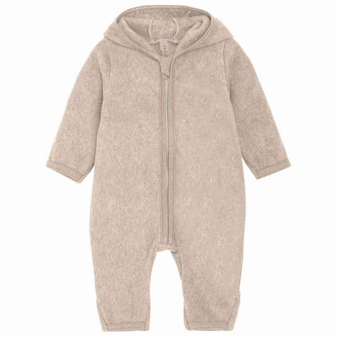 Classic Huttelihut Camel Melange Pram Suit Ears Cot. Fleece (S) Ruffle