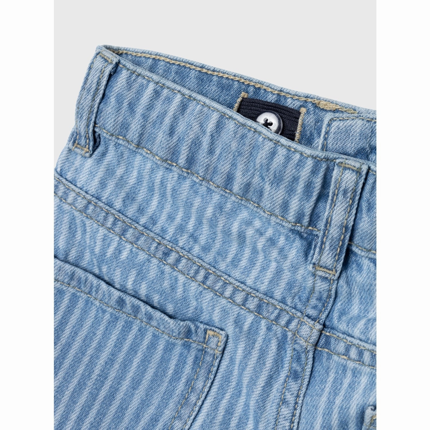 Comfortable Name It Light Blue Denim Stripe Rose Regular Denim Shorts