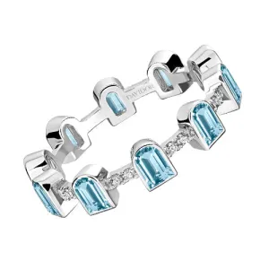 Concidence Ring, 18k White Gold with DAVIDOR Arch Cut Aquamarines and Brilliant Diamonds