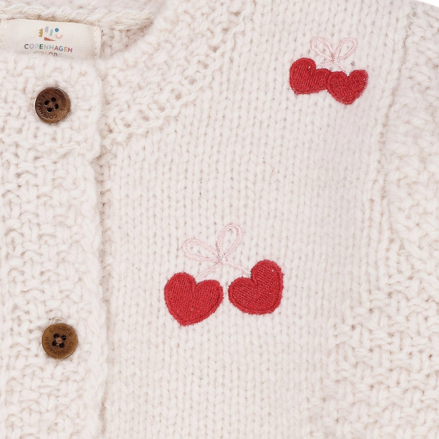 Copenhagen Colors Cream Lambwool Cardigan W. Bow Emb Applique