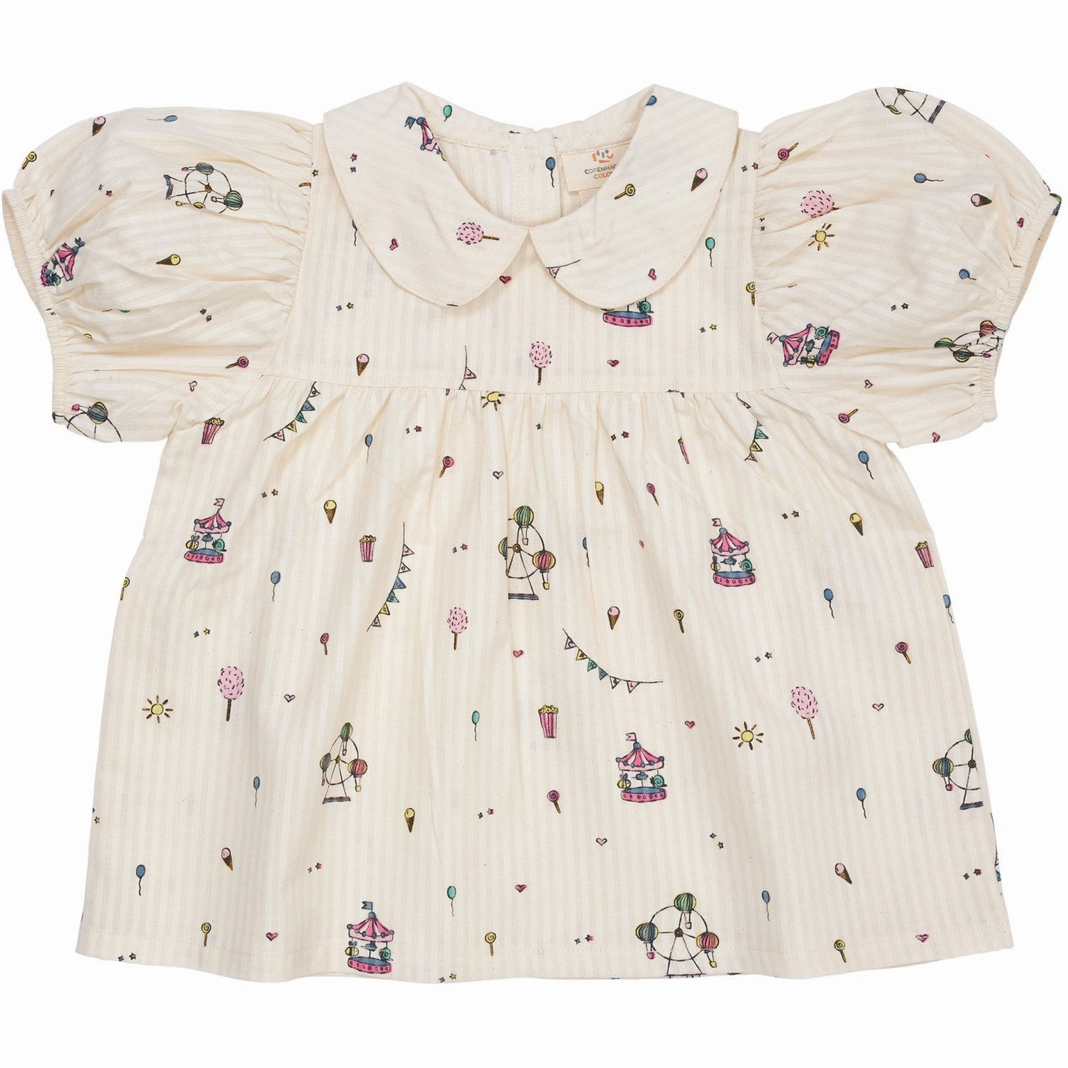 Copenhagen Colors Cream Tivoli Print Printed Blouse W. Collar Comfortable Trendy