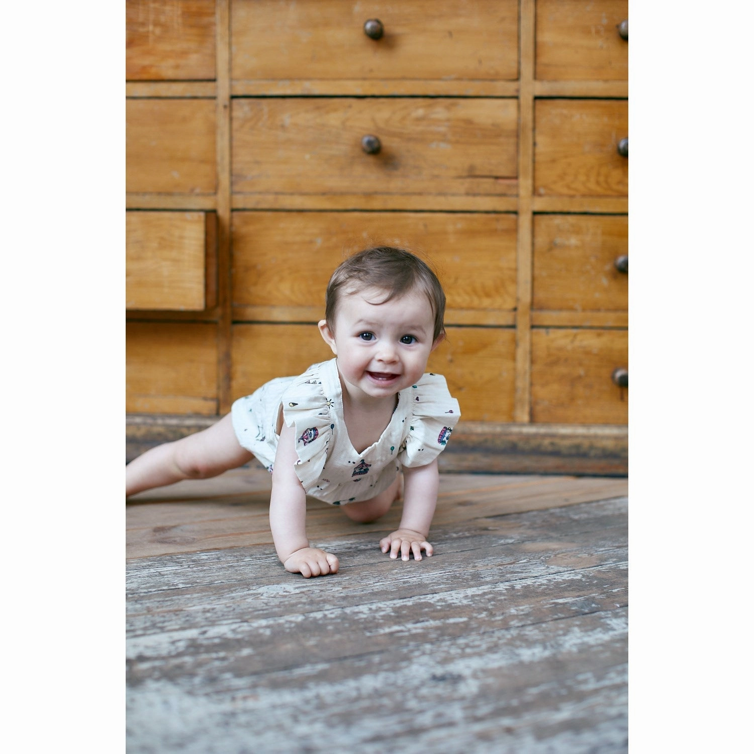 Copenhagen Colors Cream Tivoli Print Printed Romper W. Suspencers Captivating
