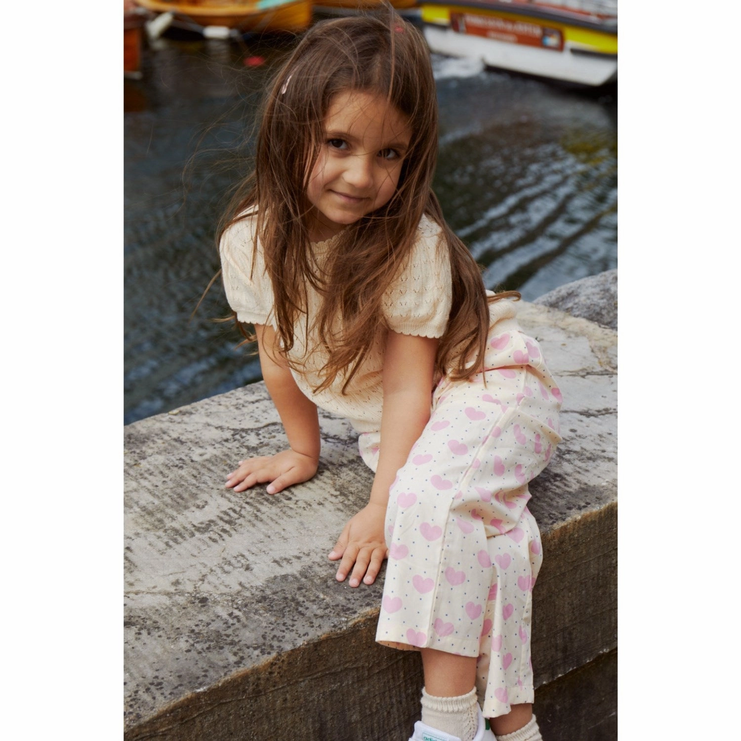 COPENHAGEN COLORS Heart Aop Heart & Dots Pants Loose Fit Premium