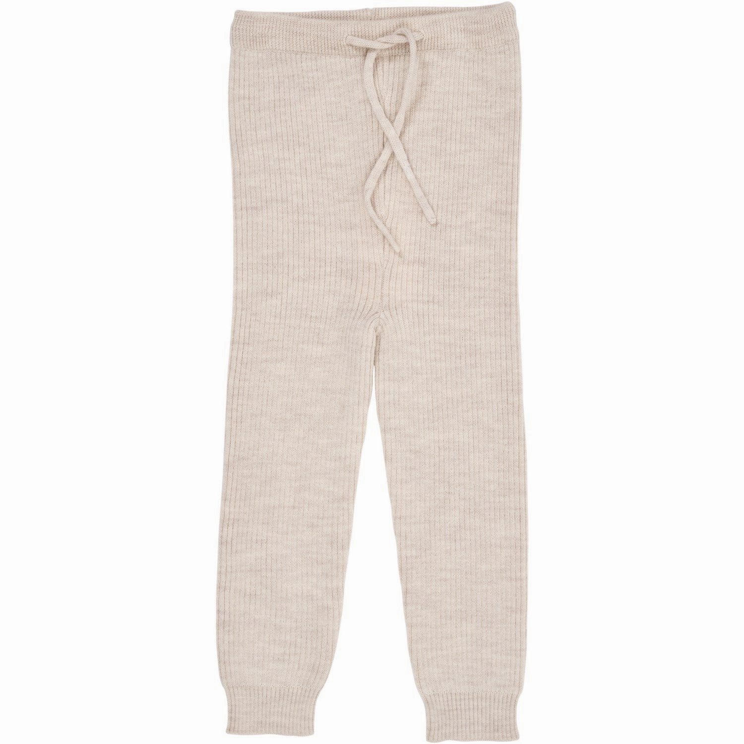 Copenhagen Colors Pale Cream Melange Merino Classic Rib Leggings Embroidery Hem