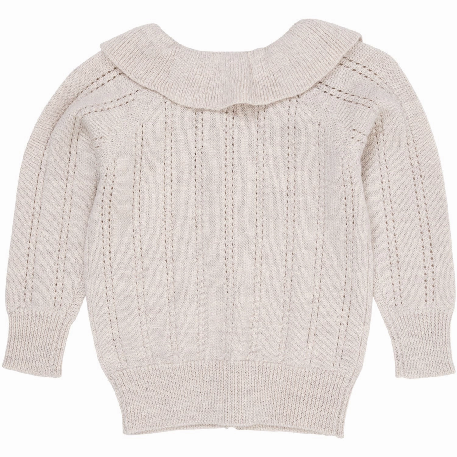 Copenhagen Colors Pale Cream Melange Merino Pattern Cardigan W. Collar Applique