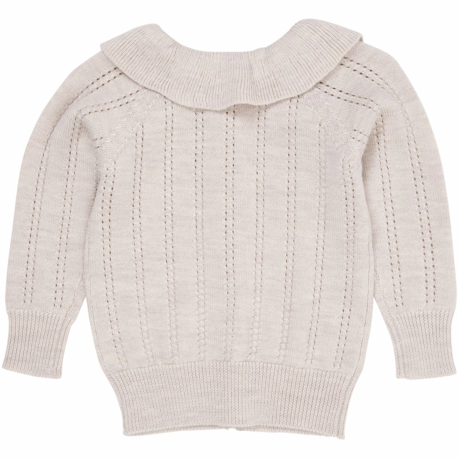 Copenhagen Colors Pale Cream Melange Merino Pattern Cardigan W. Collar Applique