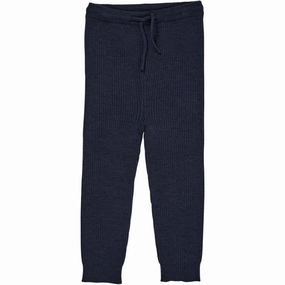Cotton Copenhagen Colors Navy Merino Classic Rib Leggings W. Drawstrings Tulle