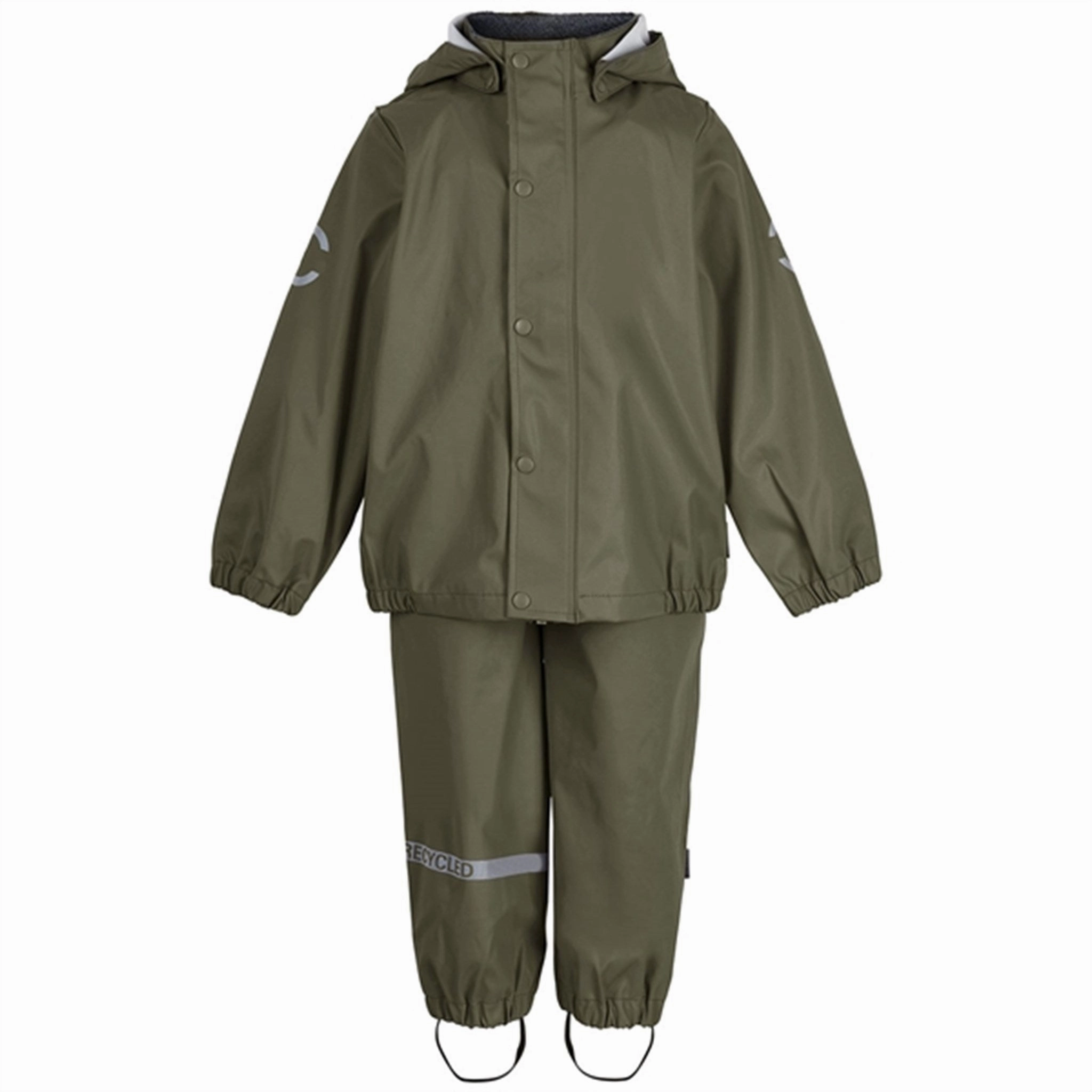 Cotton Mikk-Line Rainwear Jacket And Pants Dusty Olive Lace
