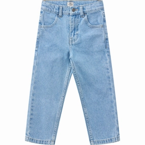 Crafted COPENHAGEN COLORS Lt Blue Indigo Washed Organic Junior Jeans, Reugular Fit Knit