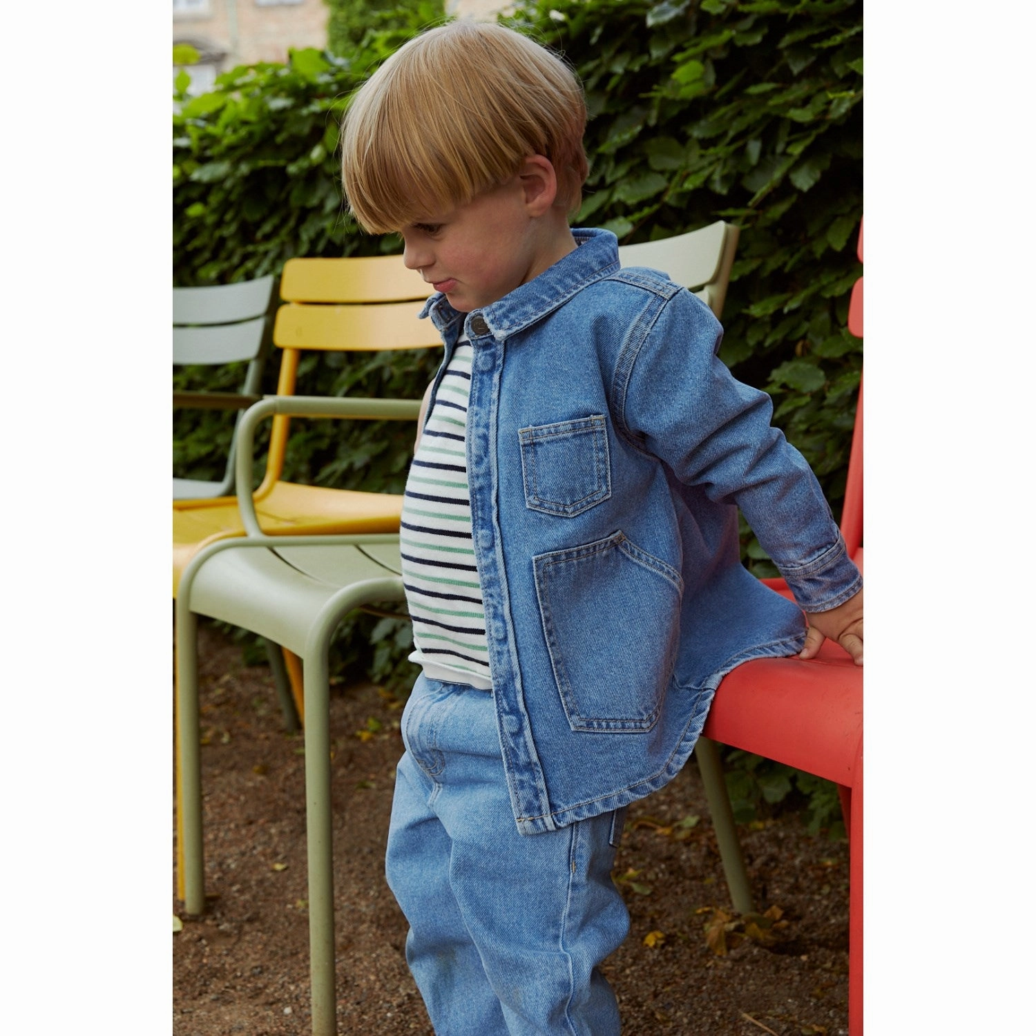 Crafted COPENHAGEN COLORS Lt Blue Indigo Washed Organic Junior Jeans, Reugular Fit