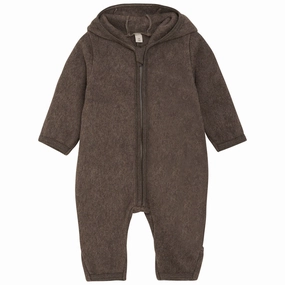 Crafted Huttelihut Brown Melange Pram Suit Ears Cot. Fleece Athletic