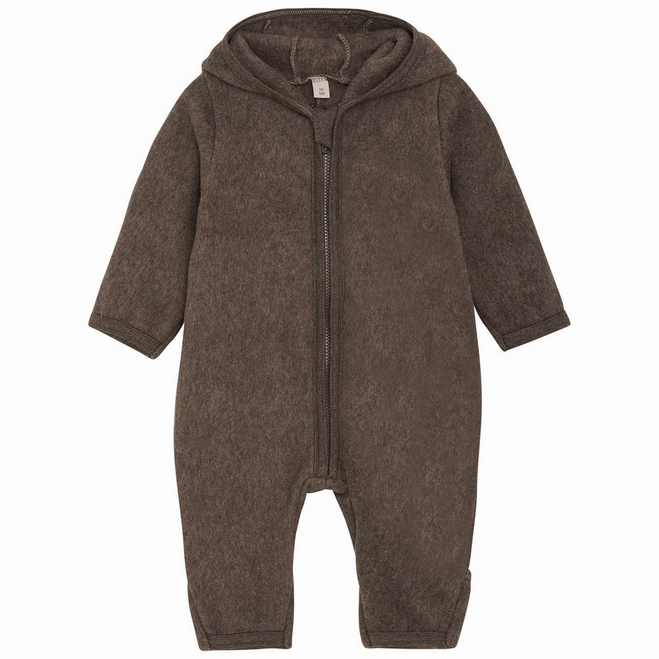 Crafted Huttelihut Brown Melange Pram Suit Ears Cot. Fleece Athletic