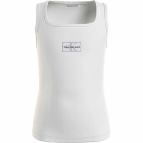 Craftsmanship Calvin Klein Rib Badge Tank Top Bright White Classic