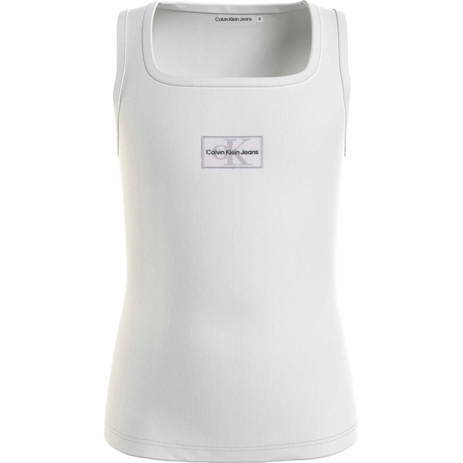 Craftsmanship Calvin Klein Rib Badge Tank Top Bright White Classic